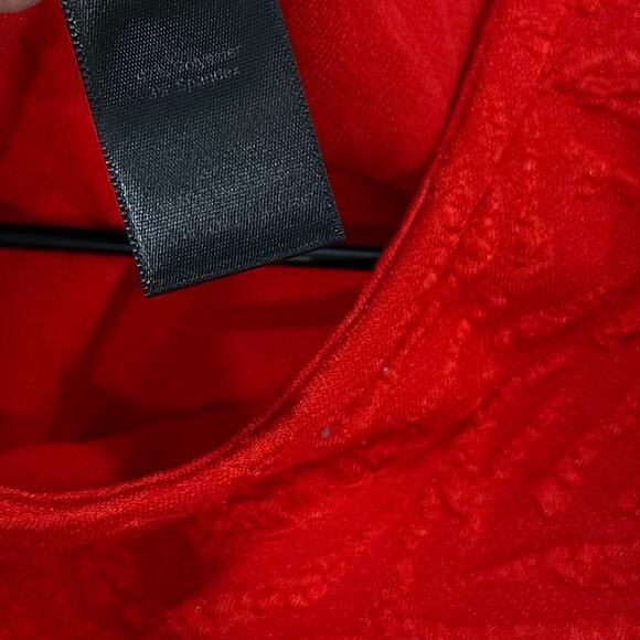 Ali Miles Red Textured Knit Tunic Top Size XL Asymmetrical Hem - Picture 7 of 7